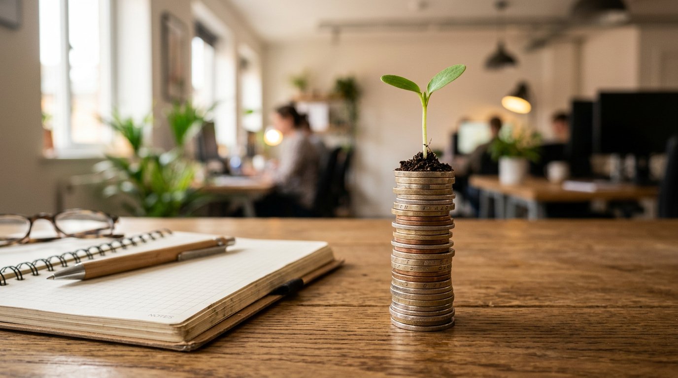 Coins and a growing plant symbolizing a strong financial foundation